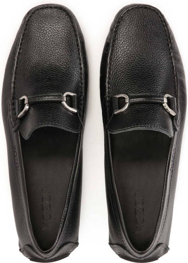 Kazar Black leather moccasins with a buckle