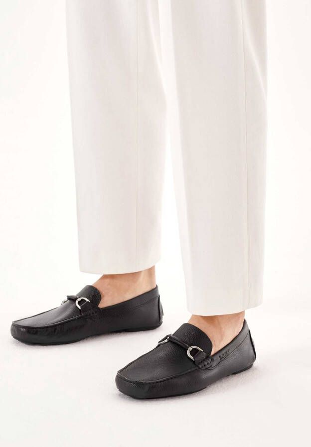 Kazar Black leather moccasins with a buckle