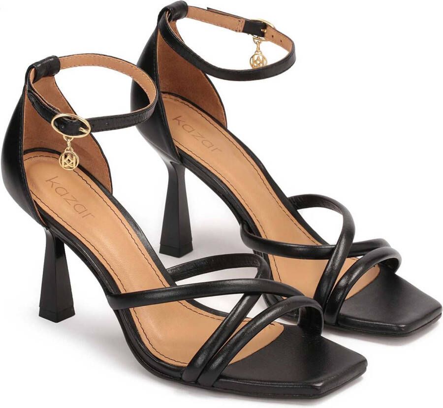 Kazar Black leather sandals with covered heels