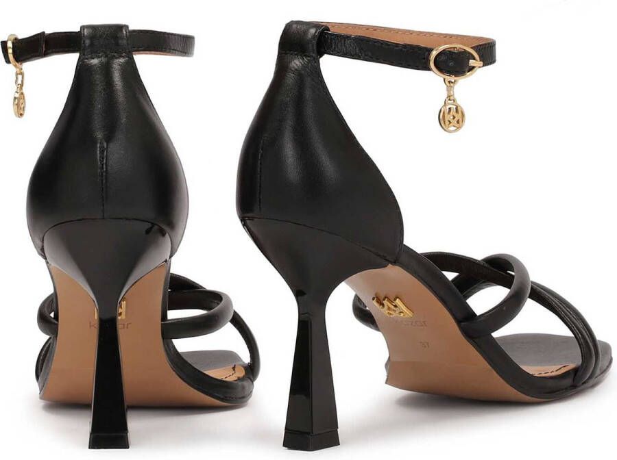 Kazar Black leather sandals with covered heels