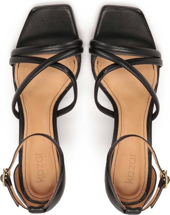 Kazar Black leather sandals with covered heels