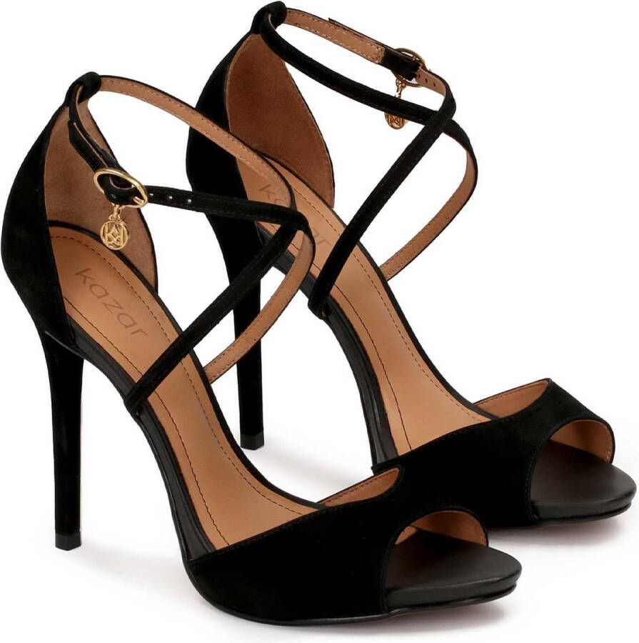 Kazar Black nubuck sandals with crisscrossing straps