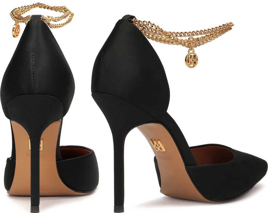 Kazar Black pumps with chain around the ankle