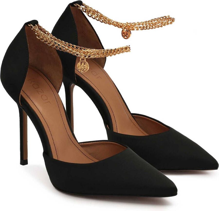 Kazar Black pumps with chain around the ankle