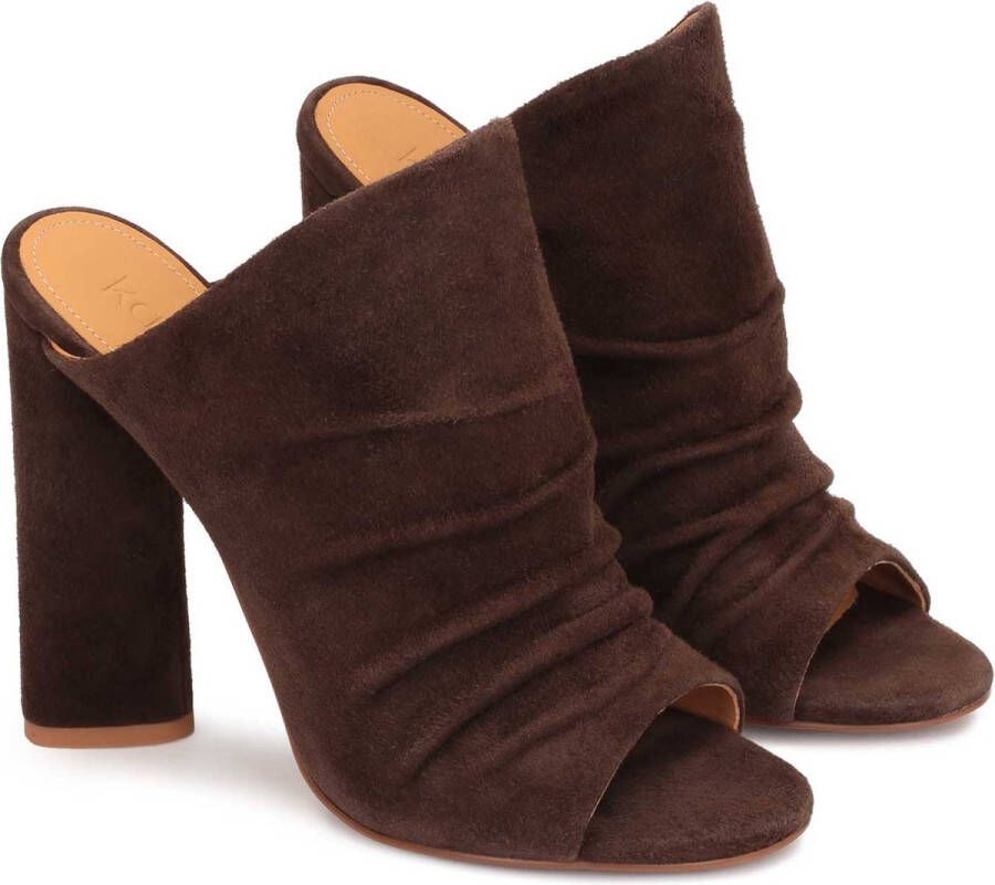 Kazar Brown mules with creased suede upper