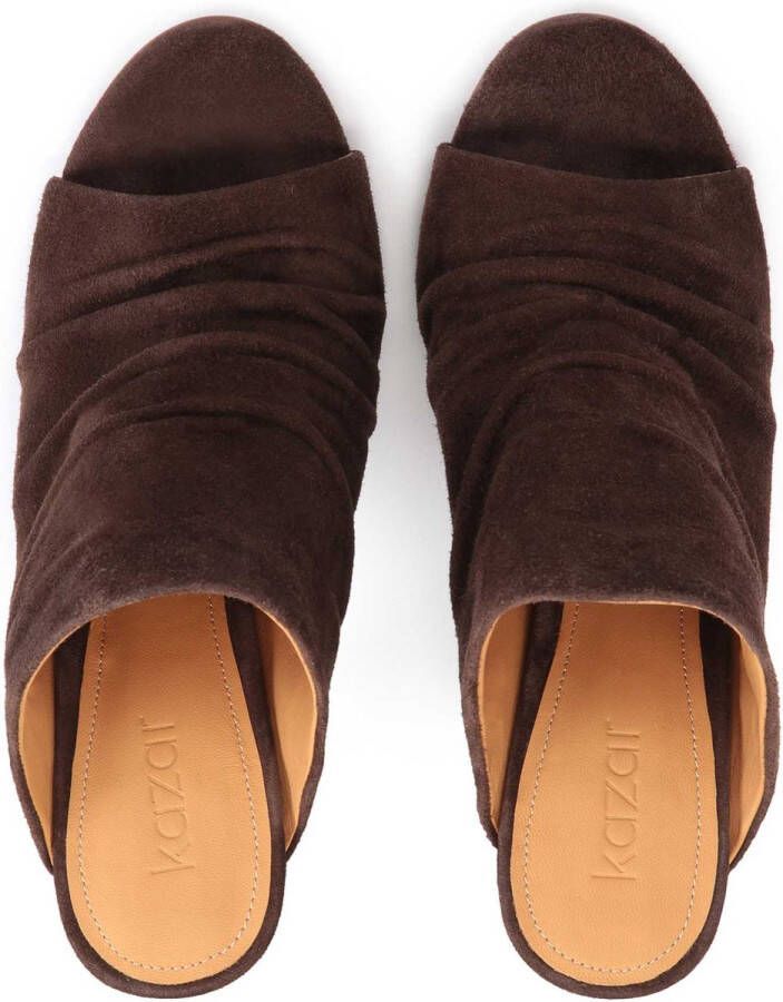 Kazar Brown mules with creased suede upper