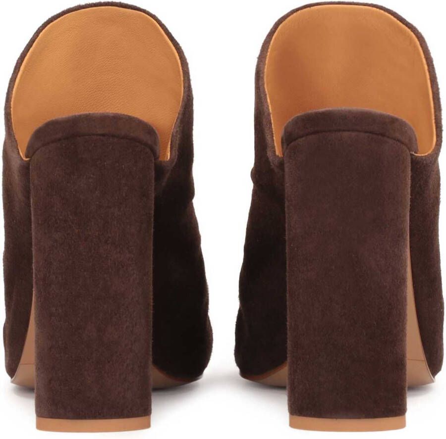 Kazar Brown mules with creased suede upper