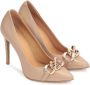 Kazar Dames beige leren pumps met gouden schakels Beige Dames - Thumbnail 3