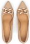 Kazar Dames beige leren pumps met gouden schakels Beige Dames - Thumbnail 4