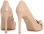 Kazar Dames beige leren pumps met gouden schakels Beige Dames - Thumbnail 5