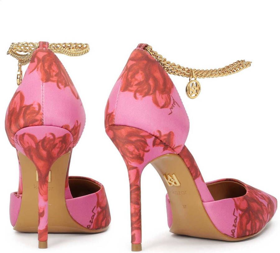 Kazar Floral pumps with an ankle chain