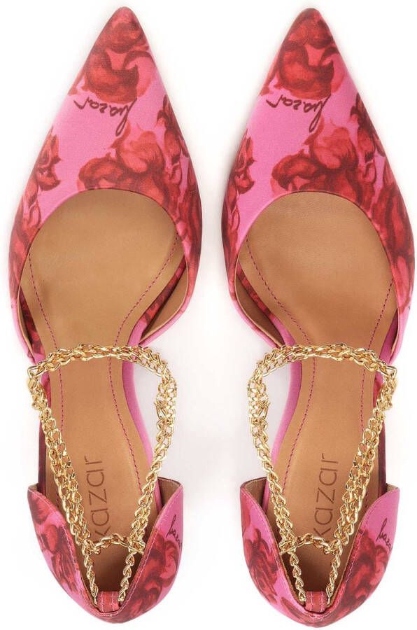 Kazar Floral pumps with an ankle chain