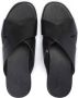 Kazar Zwarte Leren Casual Slides Black Heren - Thumbnail 5