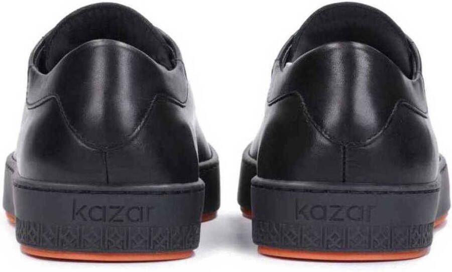 Kazar Heren sneakers met vetersluiting in zwart nerfleer