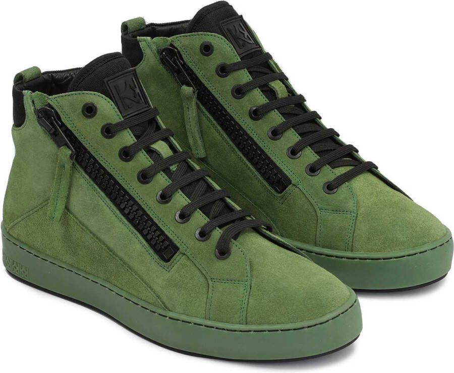 Kazar Heren sneakers van groen suède met hoog bovenwerk