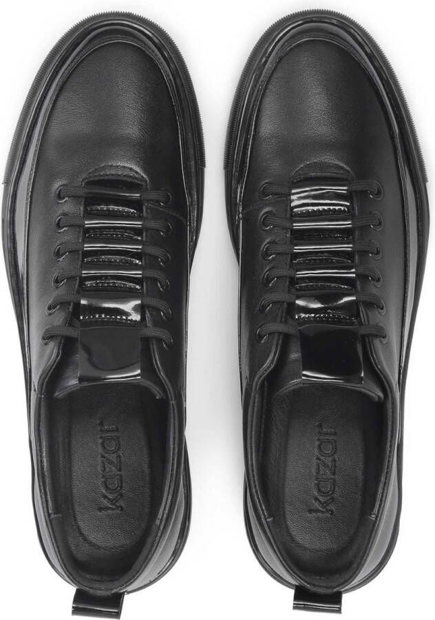 Kazar Heren sneakers van zwart leer met elegante inzetstukken