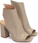 Kazar Dames beige peep-toe enkellaarsjes op een brede hak Beige Dames - Thumbnail 4