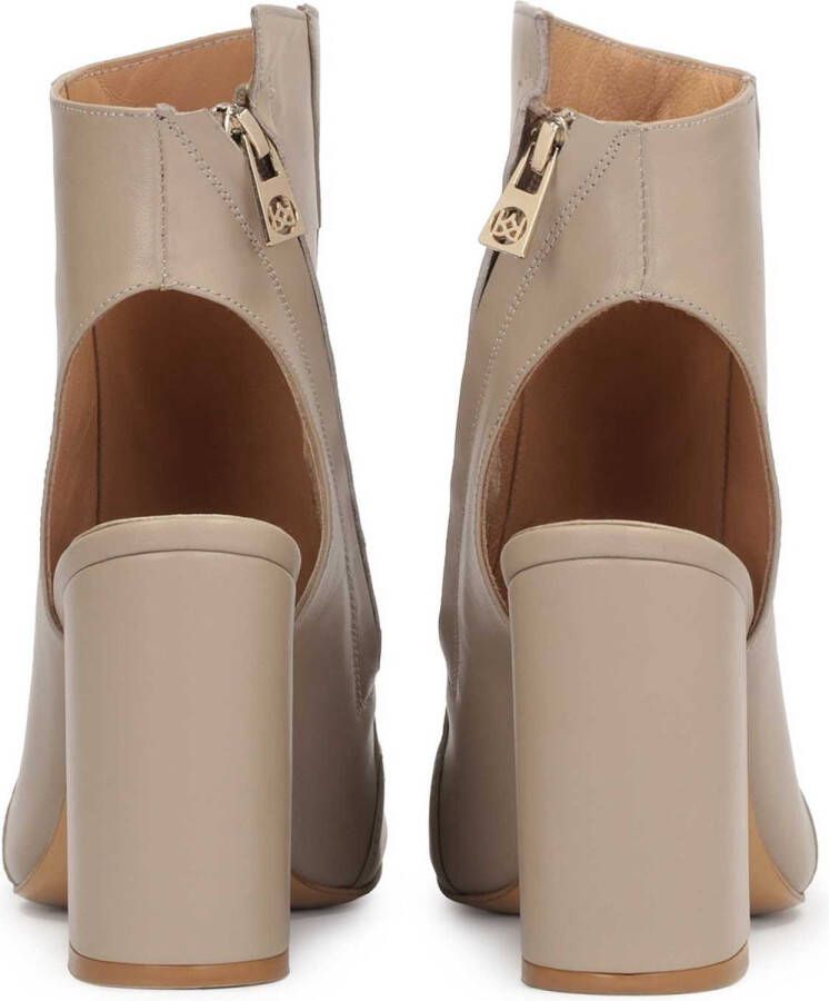 Kazar Ladies' beige peep-toe booties on a wide heel