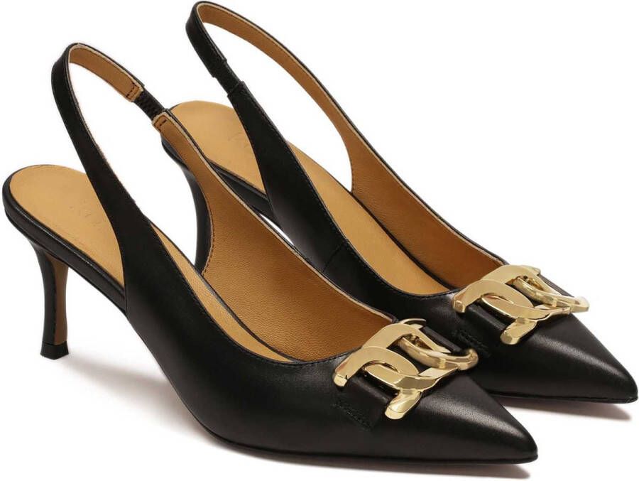 Kazar Leather pumps with an open heel