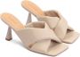 Kazar Flare Heel Leren Muiltjes met Zachte Bandjes Beige Dames - Thumbnail 5