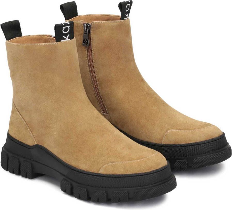 Kazar Light brown booties over the ankle with a zipper