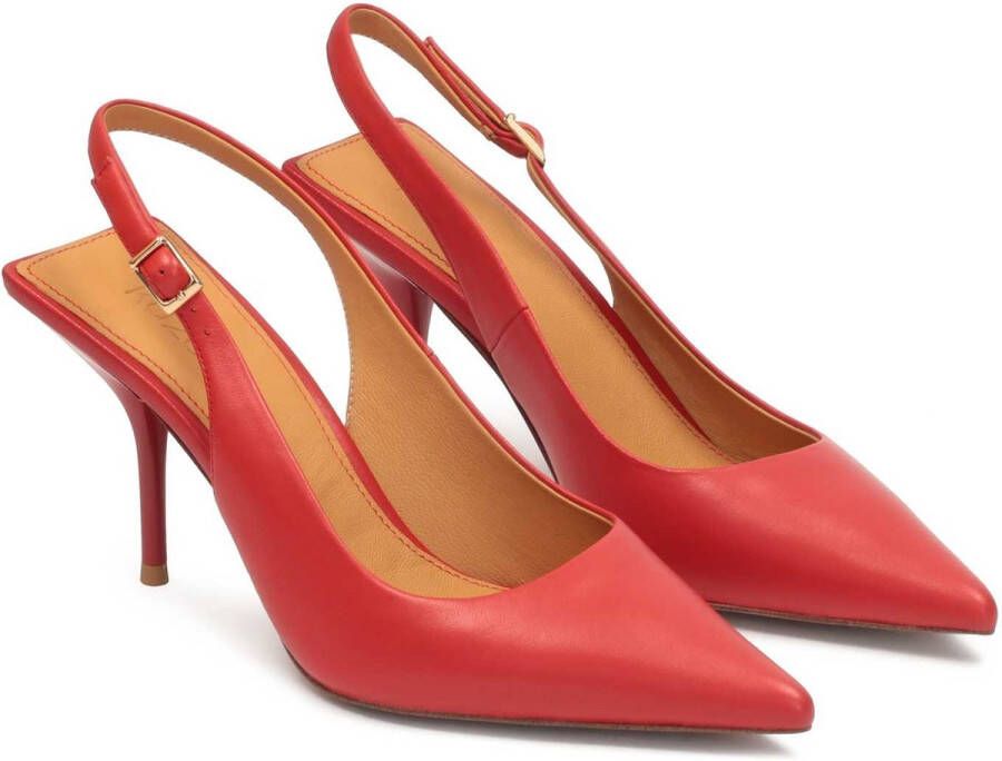 Kazar Red leather pumps with an uncovered heel