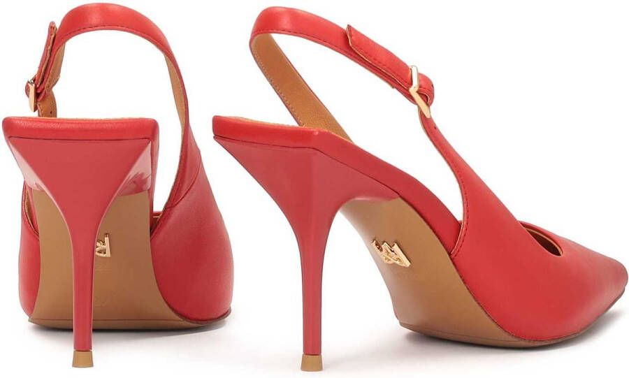 Kazar Red leather pumps with an uncovered heel