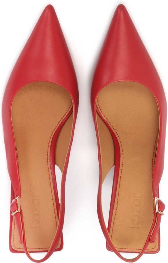 Kazar Red leather pumps with an uncovered heel