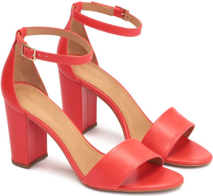 Kazar Red leather sandals on a wide heel