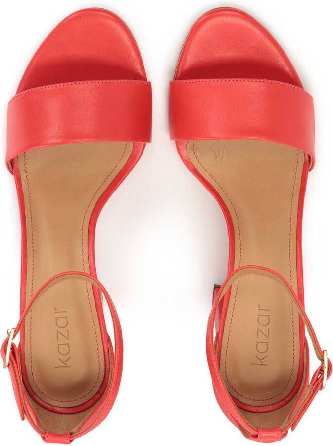 Kazar Red leather sandals on a wide heel