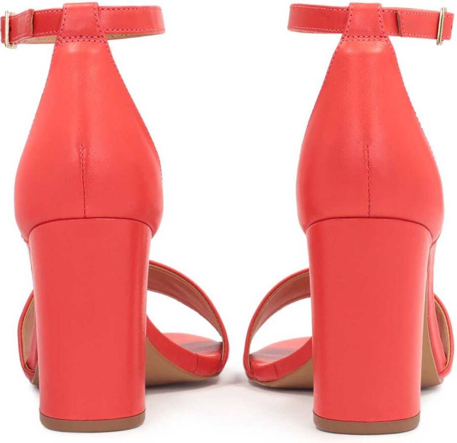 Kazar Red leather sandals on a wide heel