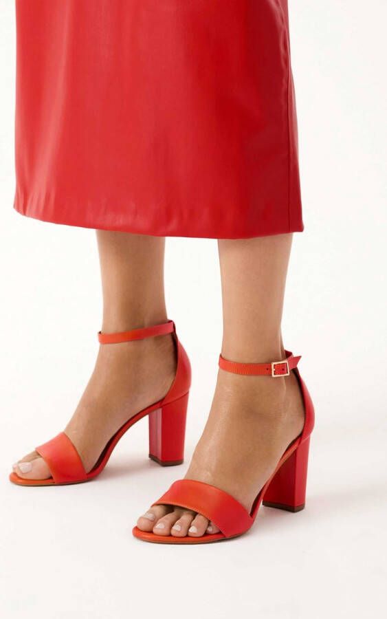 Kazar Red leather sandals on a wide heel