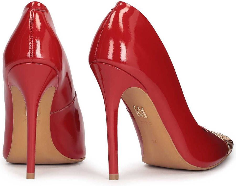 Kazar Red patent leather pumps with decorated toes