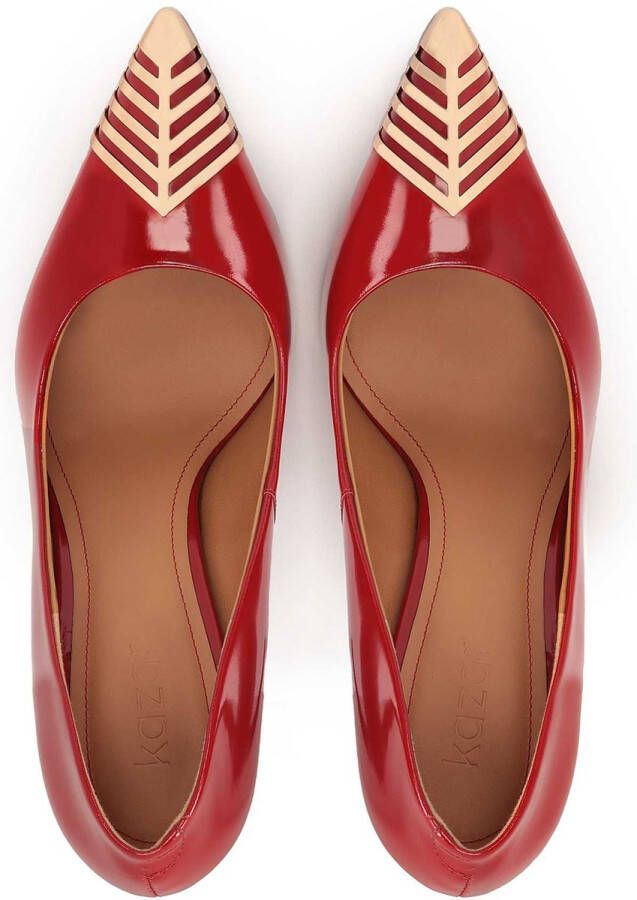 Kazar Red patent leather pumps with decorated toes