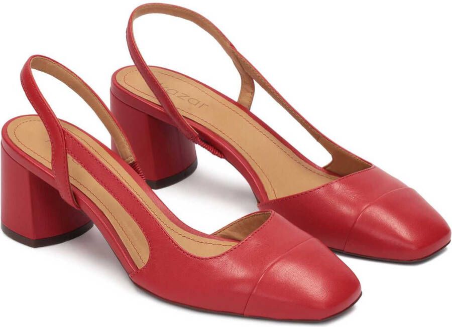 Kazar Red pumps with an uncovered heel