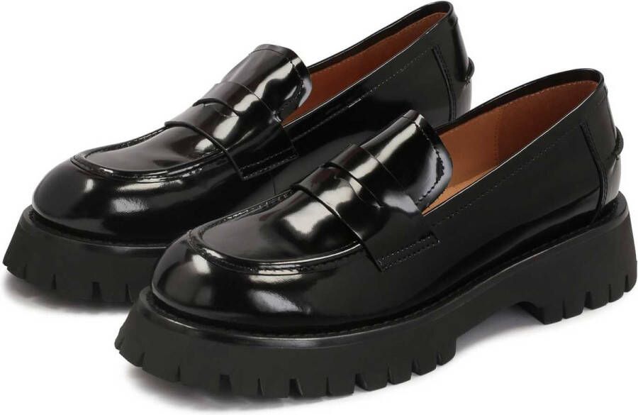 Kazar Studio Zwarte leren dames loafers