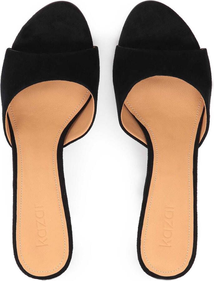 Kazar Suede black mules on a sleek heel