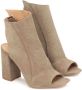 Kazar Suede peep toe booties met een open teen en hiel Beige Dames - Thumbnail 5