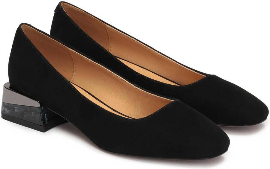 Kazar Suede pumps on a low heel made of plastic and metal