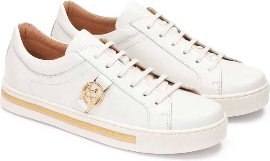 Kazar White leather sneakers with golden elements