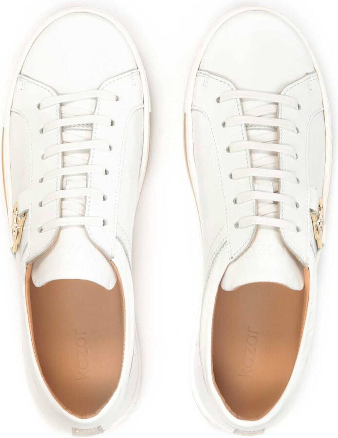 Kazar White leather sneakers with golden elements