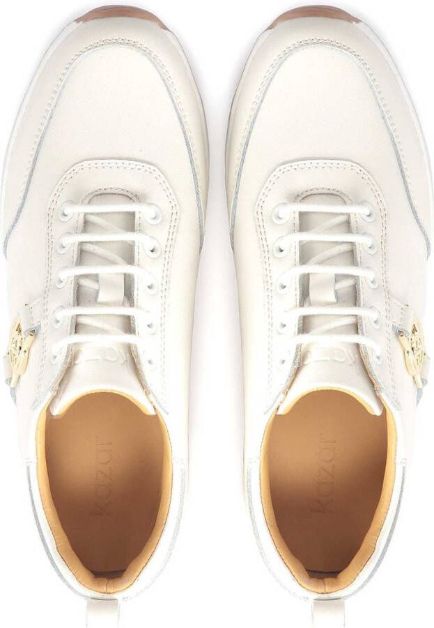 Kazar Witte leren damessneakers in minimalistische stijl