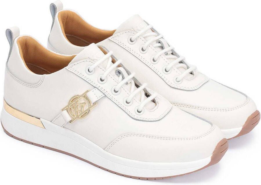 Kazar Witte leren damessneakers in minimalistische stijl