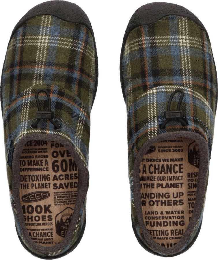 Keen Howser III Slide Heren Slip-On Green Plaid Black Groen Gerecyclede PET flessen K1026656