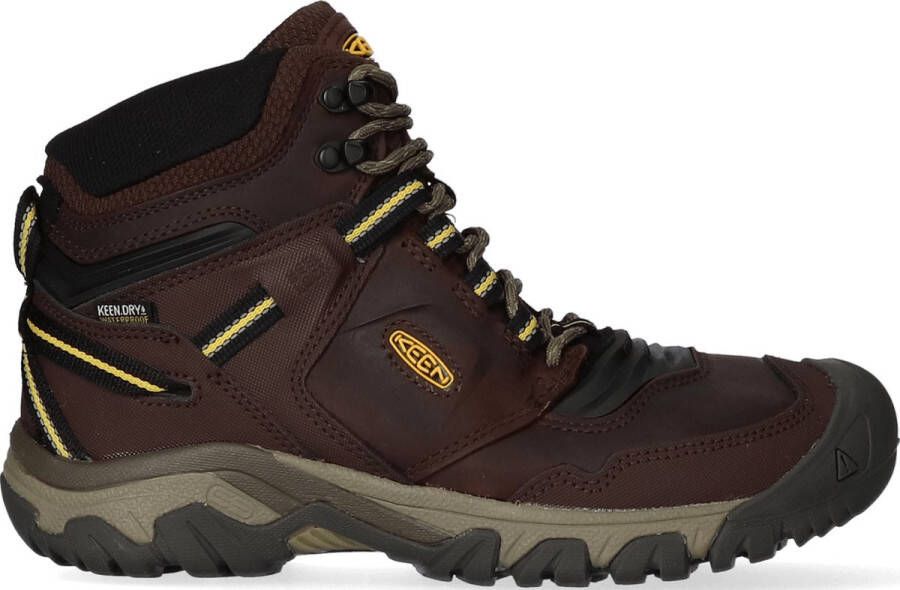 Keen Ridge Flex Mid Heren Wandelschoenen Coffee Bean Yellow Bruin Leer K1026614