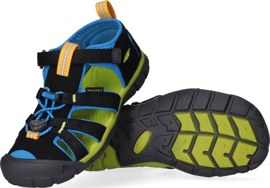 Keen Seacamp II Younger Kids Sandalen Black Brilliant Blue Zwart Polyester K1022969