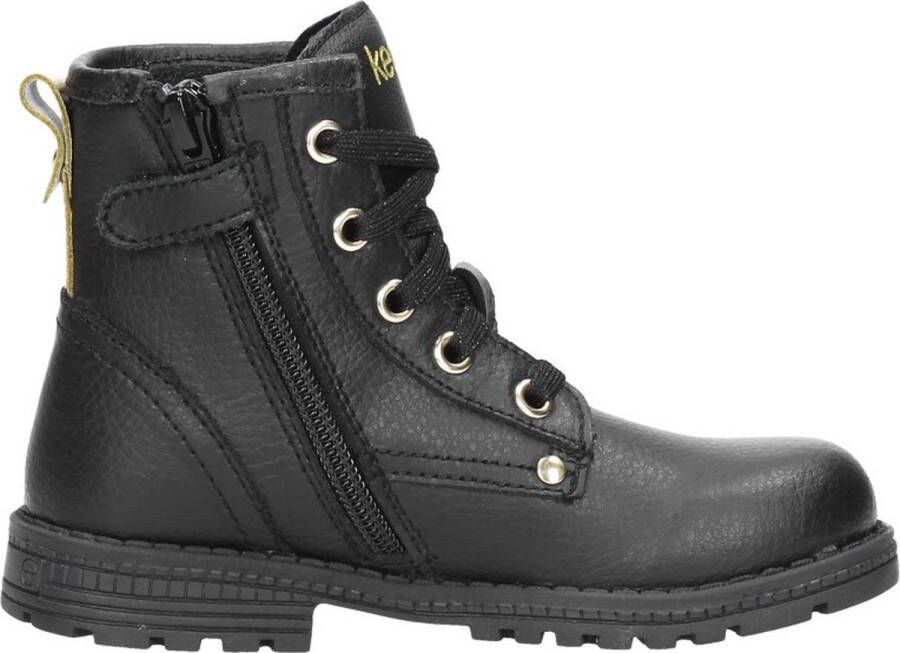 KEQ Meisjes veterschoenen Veterschoen hoog zwart