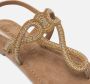 Lazamani Ladies sandals strass gold Goud Leer Platte sandalen Dames - Thumbnail 12