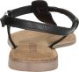 Lazamani T-strap leren teensandalen Zwart Leer Platte sandalen Dames - Thumbnail 14