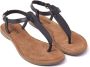 Lazamani T-strap leren teensandalen Zwart Leer Platte sandalen Dames - Thumbnail 11